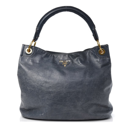 Prada Vitello Shine Hobo Denim 1 of 12