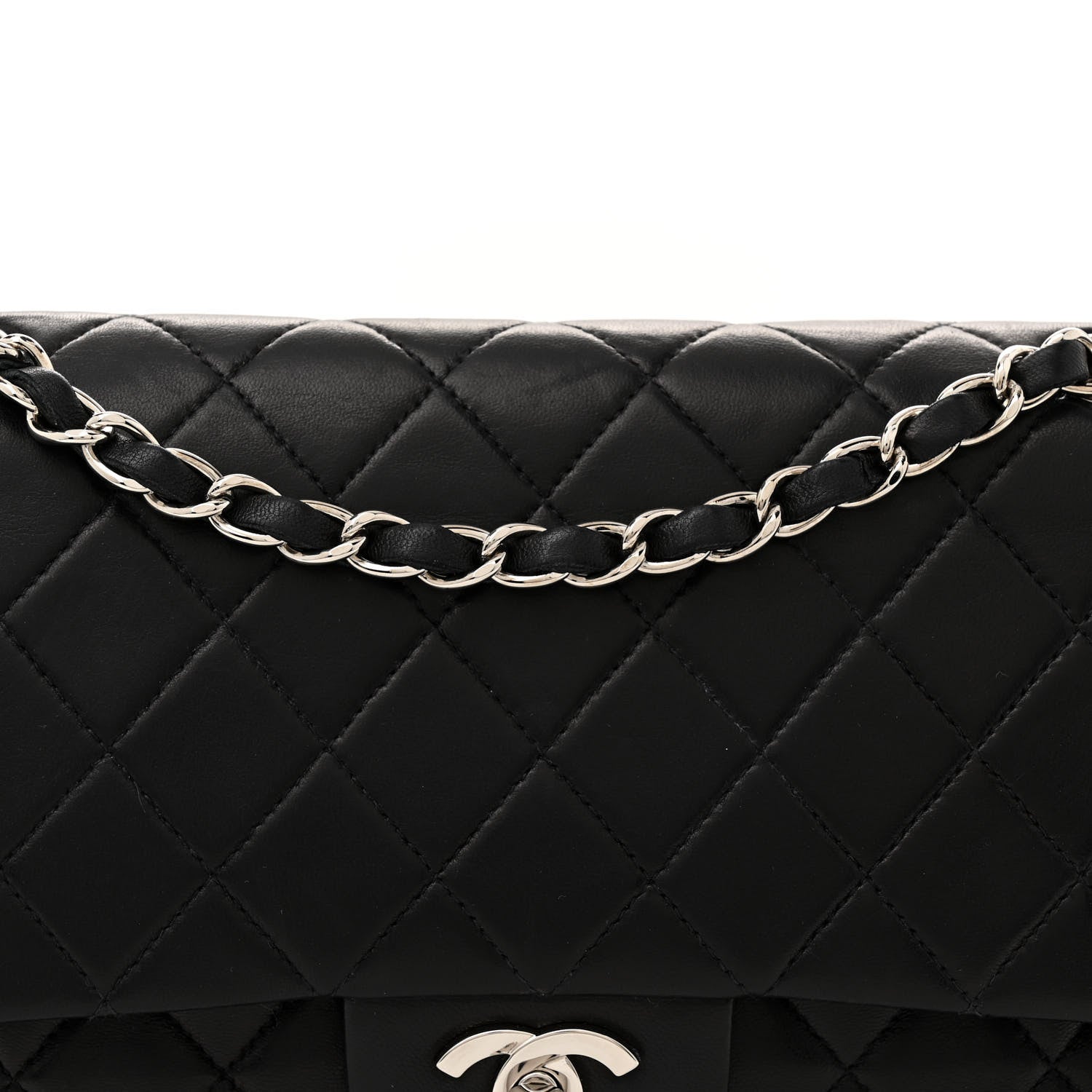 Chanel Lambskin Quilted Medium Double Flap Black 8 of 13
