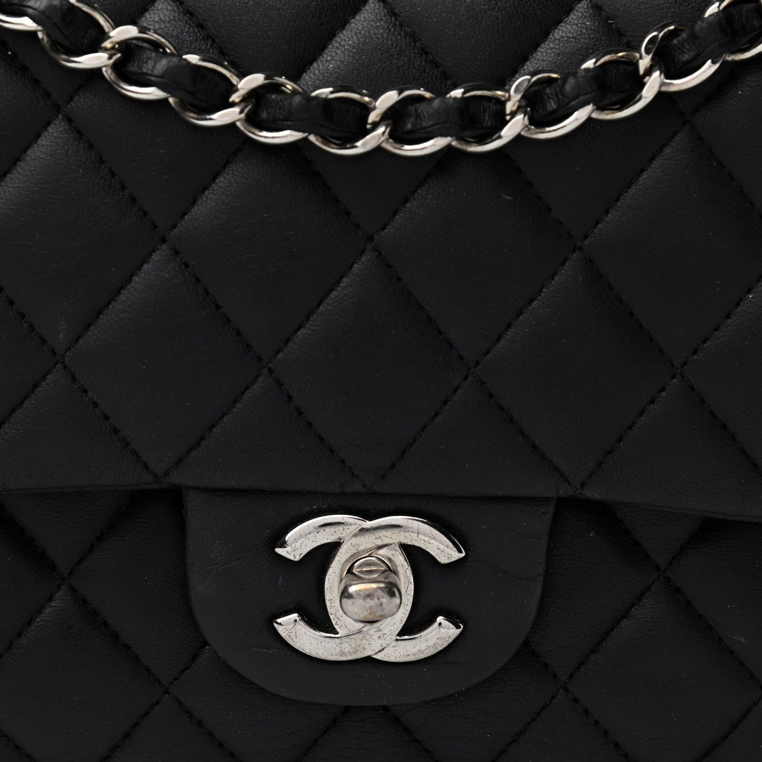 Chanel Lambskin Quilted Medium Double Flap Black 9 of 11