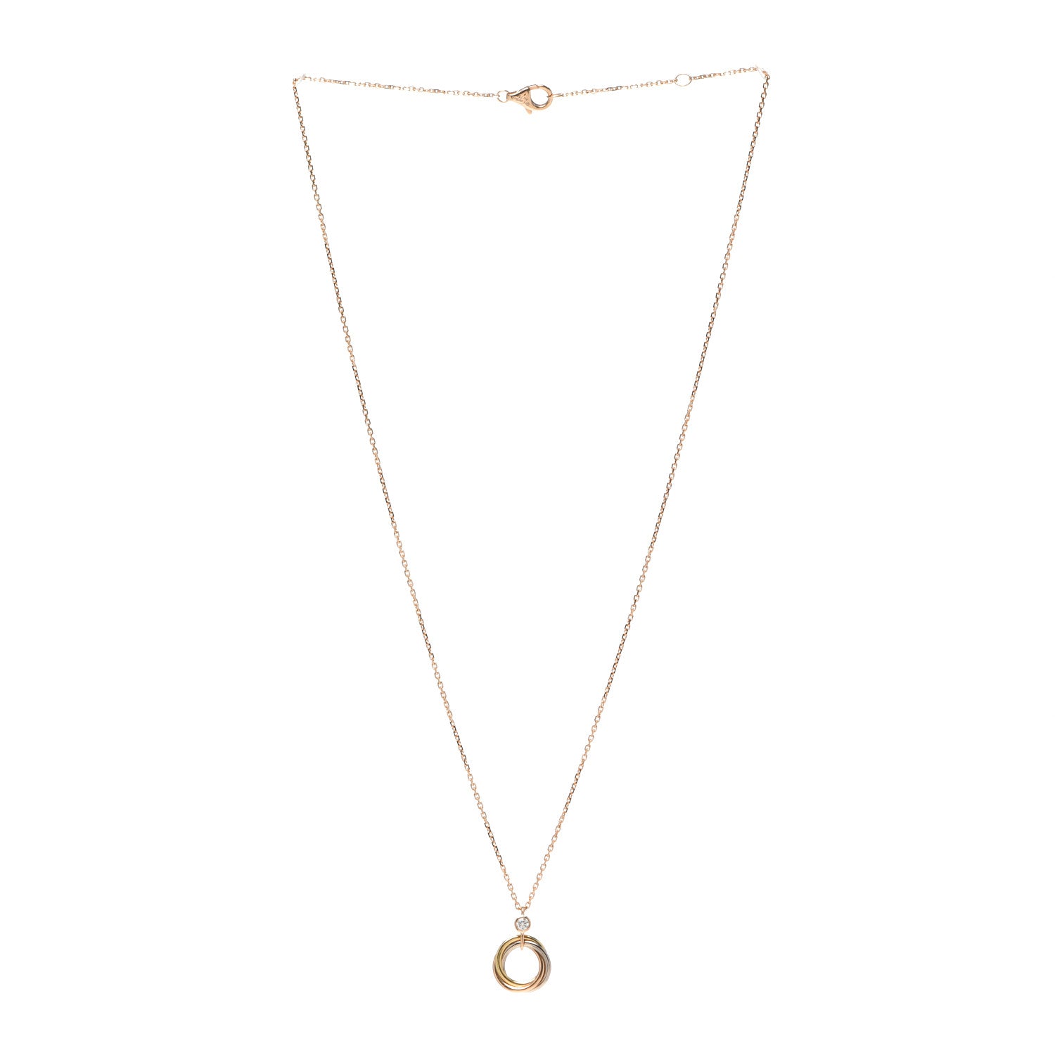 Cartier 18K Pink Yellow White Gold Diamond Trinity Pendant Necklace 3 of 7