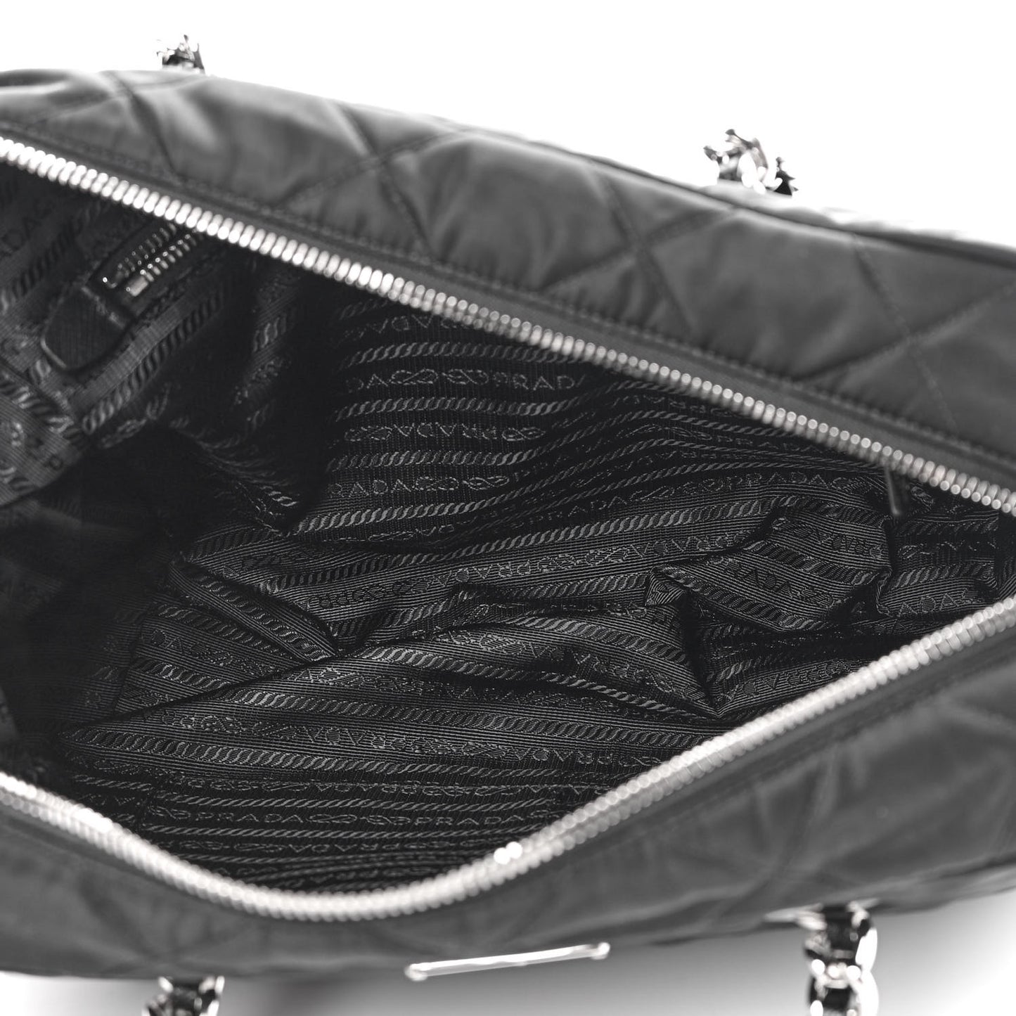 Nylon Tessuto Impuntu Quilted Shoulder Bag Black