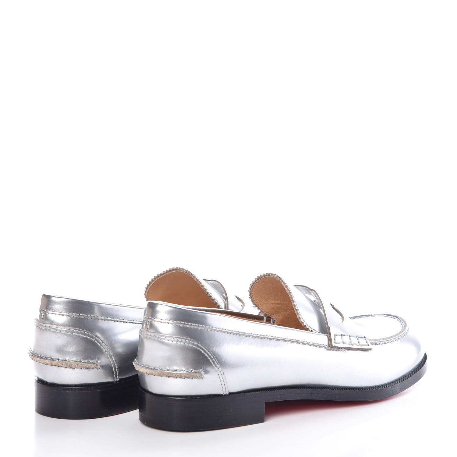 Christian Louboutin Mirror Patent Montezumo Donna Flat Loafers 36 Silver 4 of 8