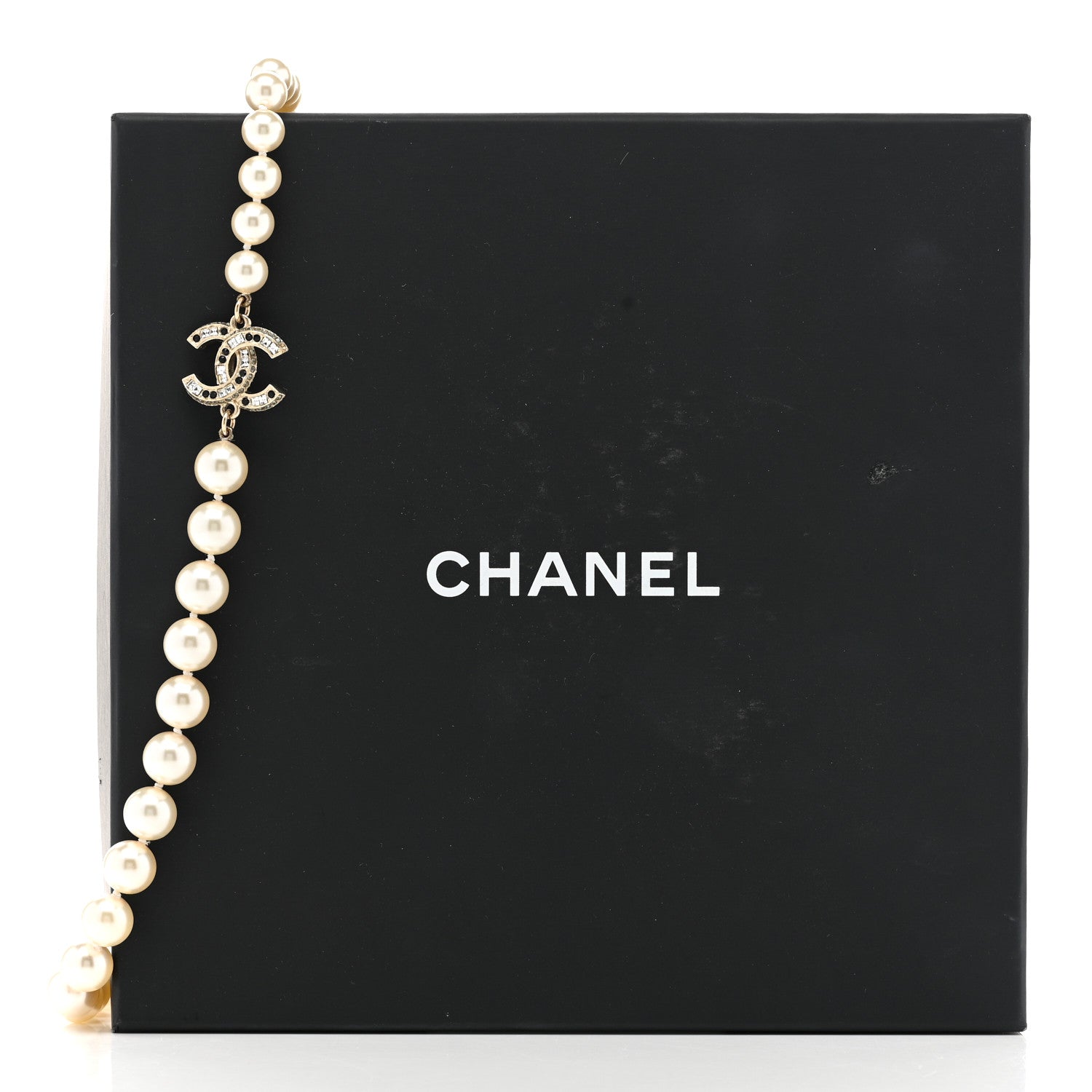 Chanel Pearl Baguette Crystal CC Long Necklace Silver 6 of 6