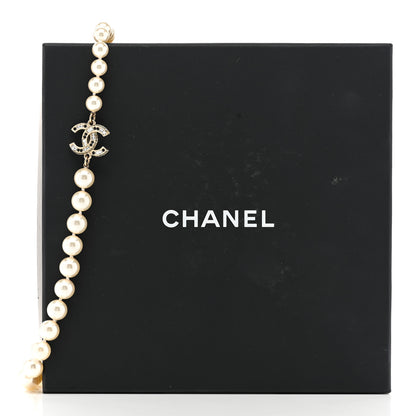 Chanel Pearl Baguette Crystal CC Long Necklace Silver 6 of 6