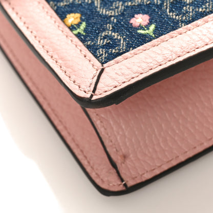 Gucci New Denim Dollar Calfskin Floral GG Monogram Small Dionysus Shoulder Bag Blue Tea Multicolor Powder Pink 8 of 9