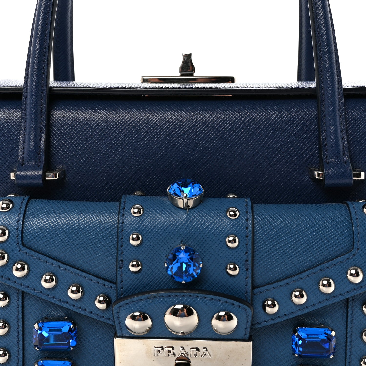 Prada Saffiano Sound Studded Bag Bluette Cobalto 7 of 9