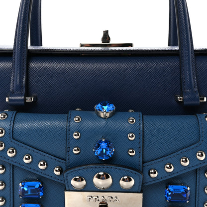 Prada Saffiano Sound Studded Bag Bluette Cobalto 7 of 9