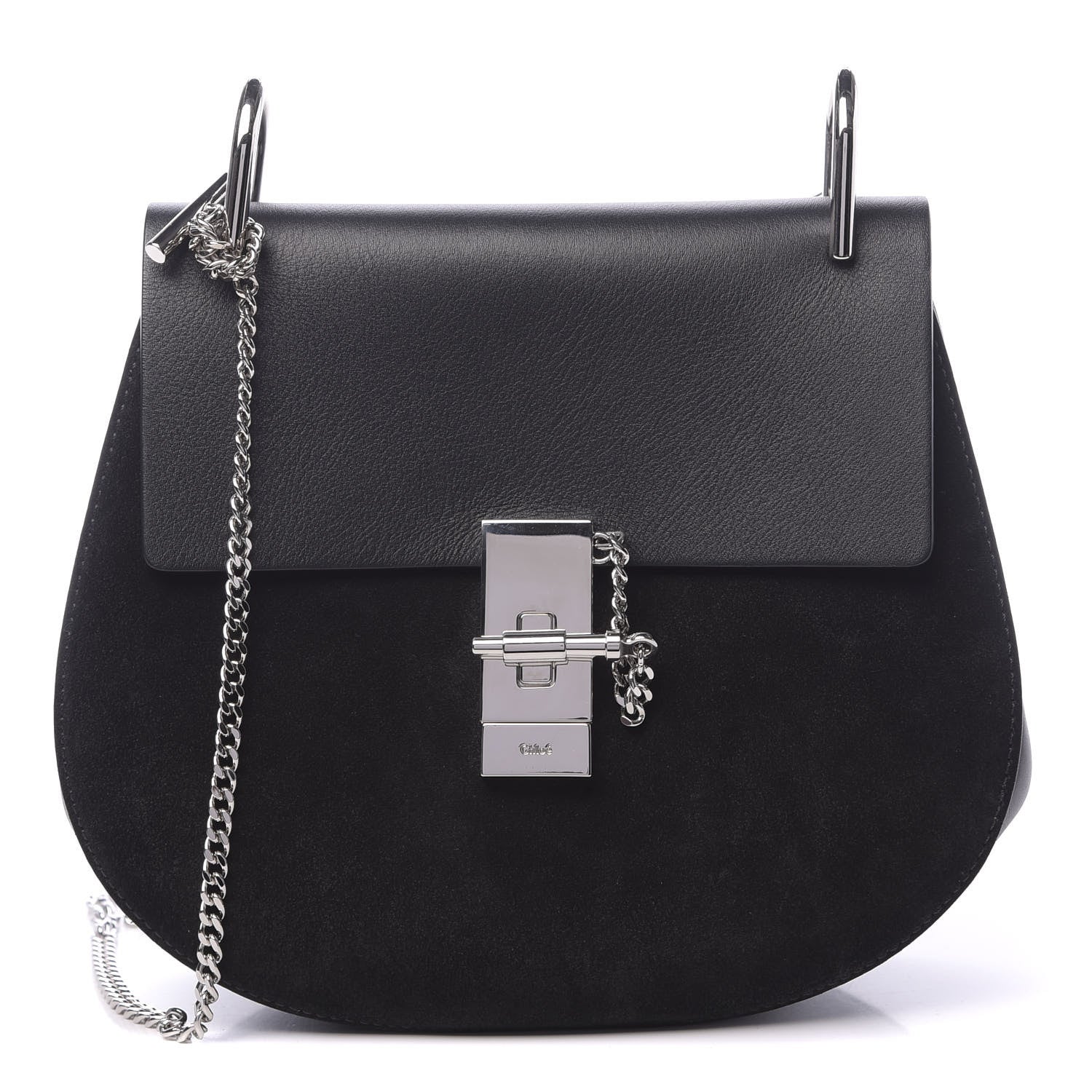 Chloe Suede Smooth Calfskin Drew Shoulder Bag Black 1 of 10
