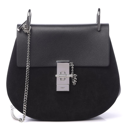 Chloe Suede Smooth Calfskin Drew Shoulder Bag Black 1 of 10