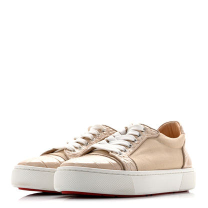 Christian Louboutin Calfskin Crocodile Embossed Vieirissima Orlato Flat Sneakers 39 Nougat 4 of 12