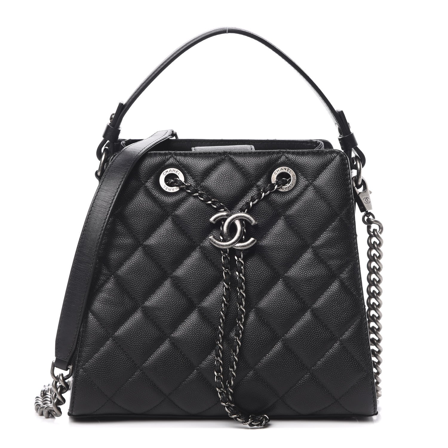Chanel Caviar Quilted Small CC Bucket Bag Black 1 of 11