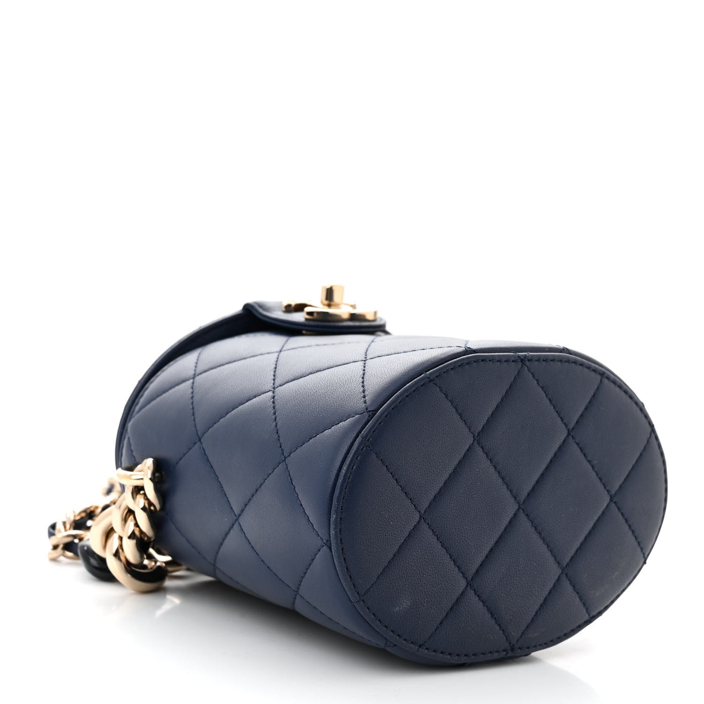Lambskin Resin Elegant Chain Vanity Case Blue