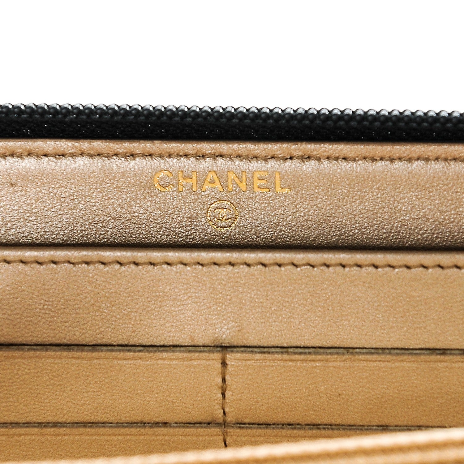 Chanel Lambskin Camellia Embossed Large Zip Around Gusset Wallet Black 6 of 8