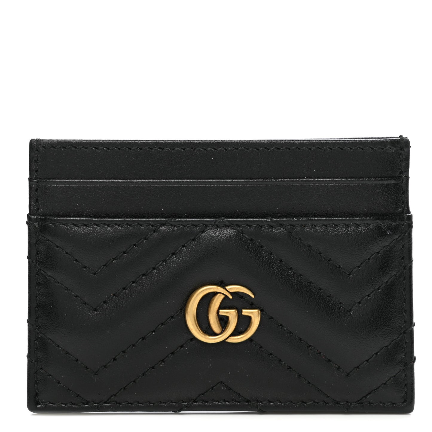 Calfskin Matelasse GG Marmont Card Holder Black
