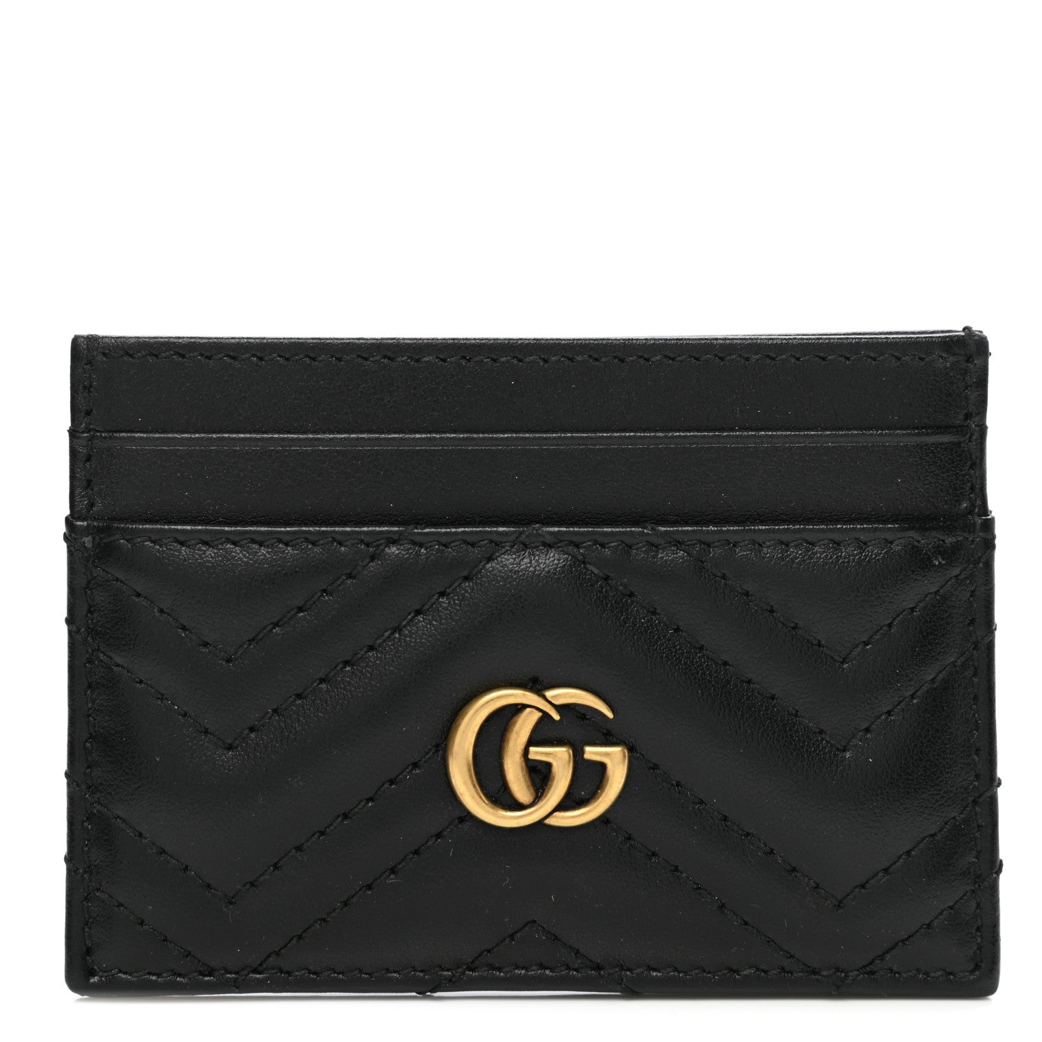 Gucci Calfskin Matelasse GG Marmont Card Holder Black 1 of 7