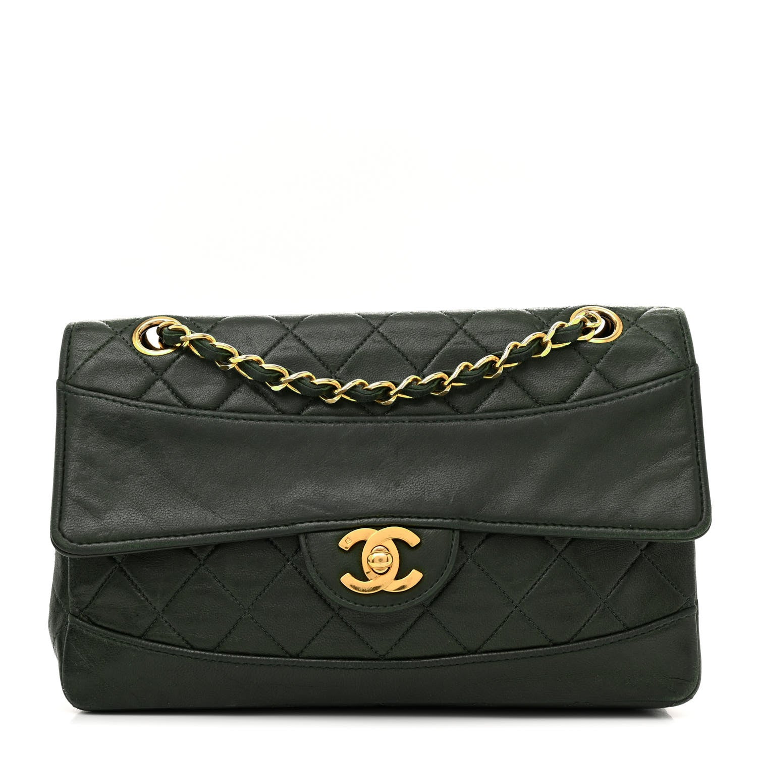 Chanel Lambskin Quilted Small Single Flap With Pouch Green 1 of 17