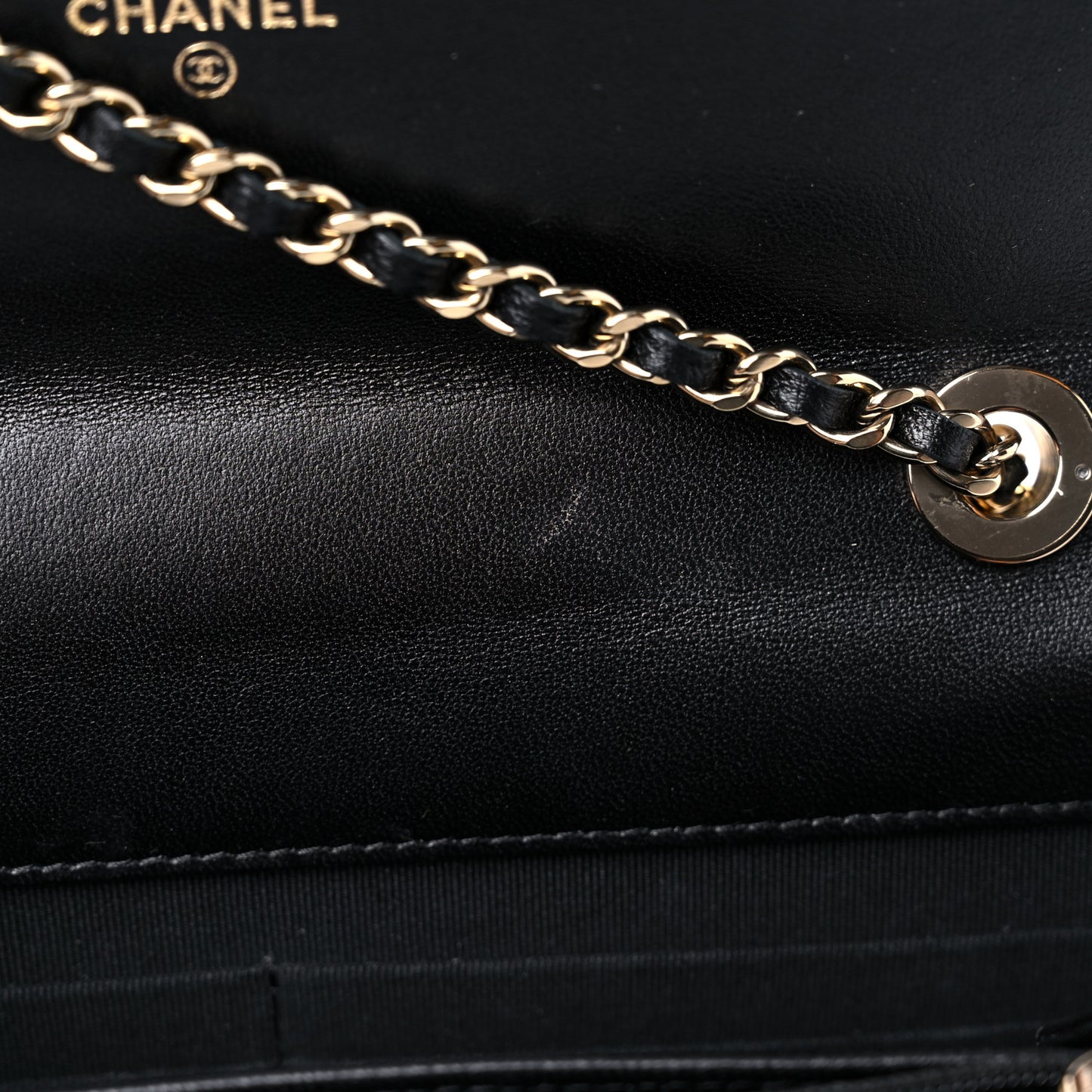 Lambskin Quilted Trendy CC Wallet On Chain WOC Black