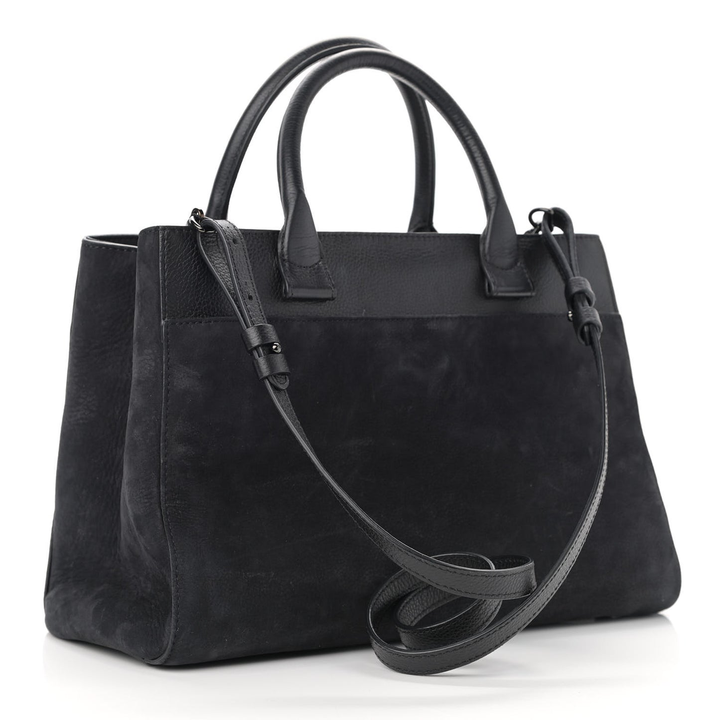 Grained Calfskin Suede Small Neo Executive Shopper Tote Black