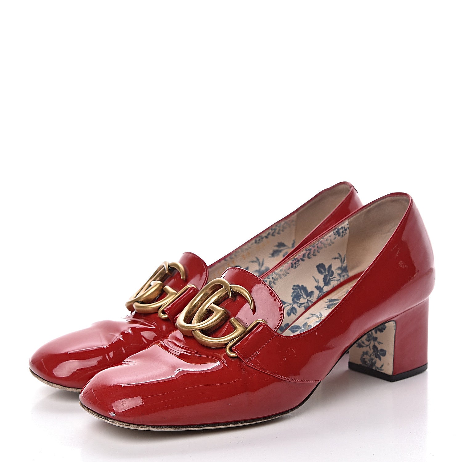 Gucci Vernice GG Victoire 55mm Loafer Pumps 39 Hibiscus Red 3 of 21