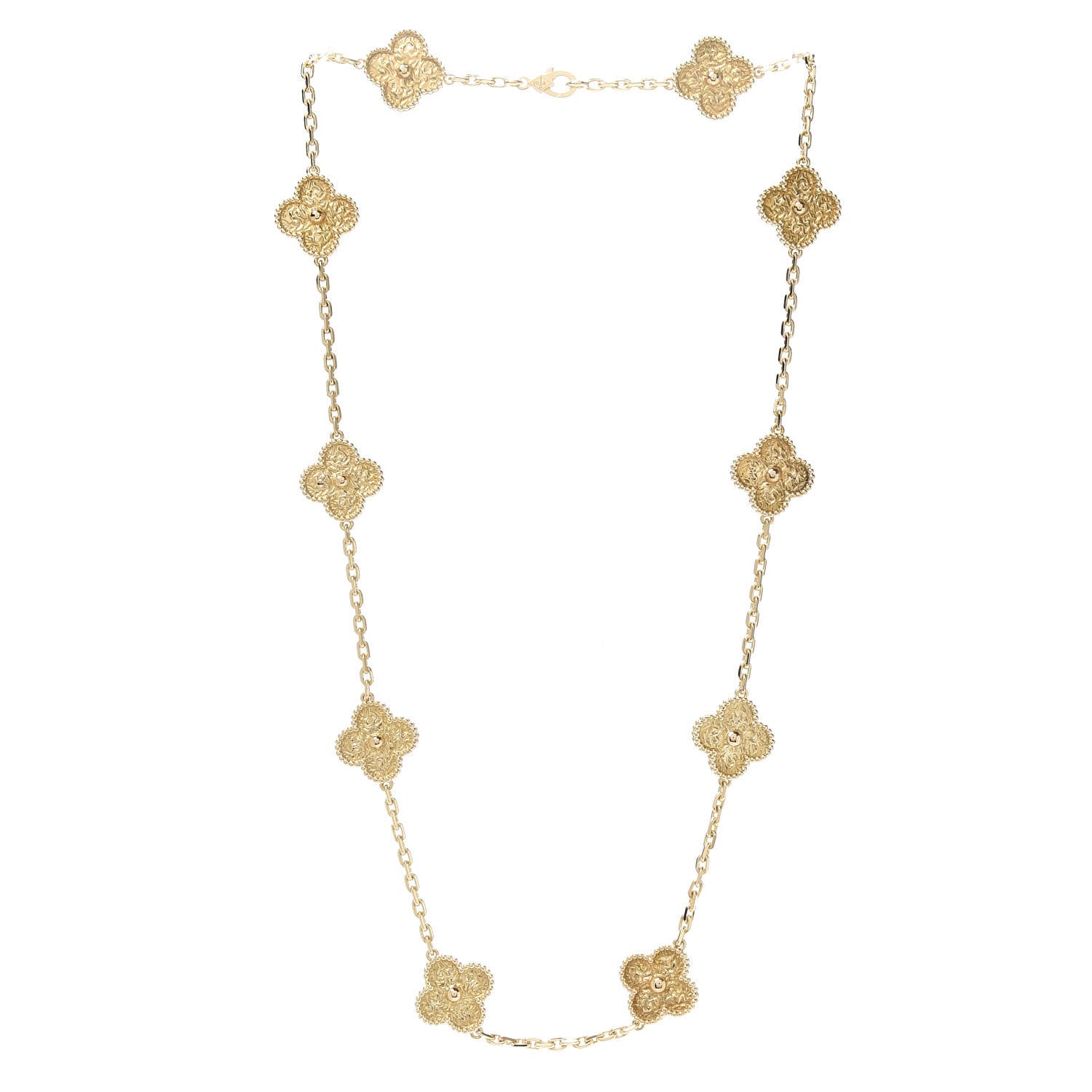 Van Cleef & Arpels 18K Yellow Gold 10 Motifs Vintage Alhambra Necklace 3 of 6