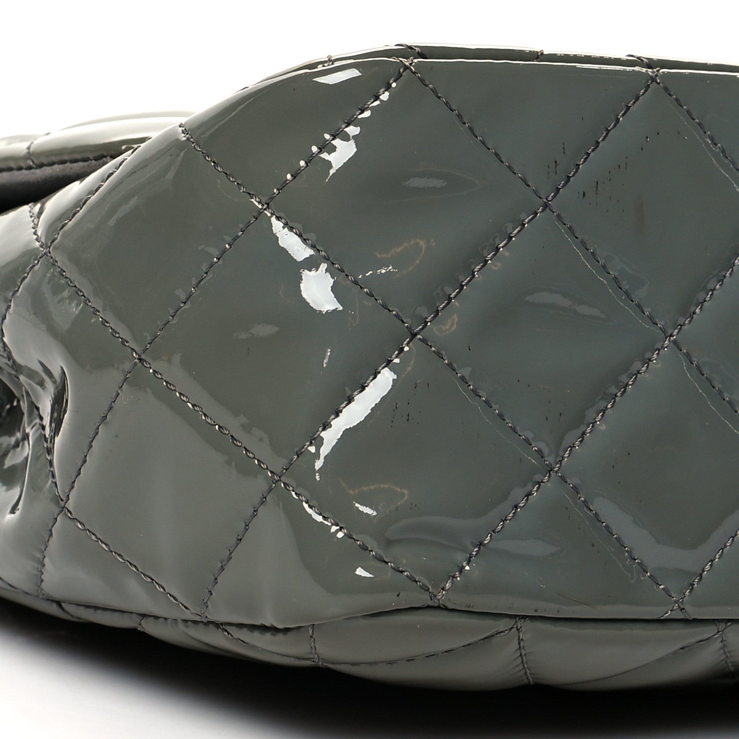 Chanel Patent Quilted Jumbo Single Flap Green 9 of 12
