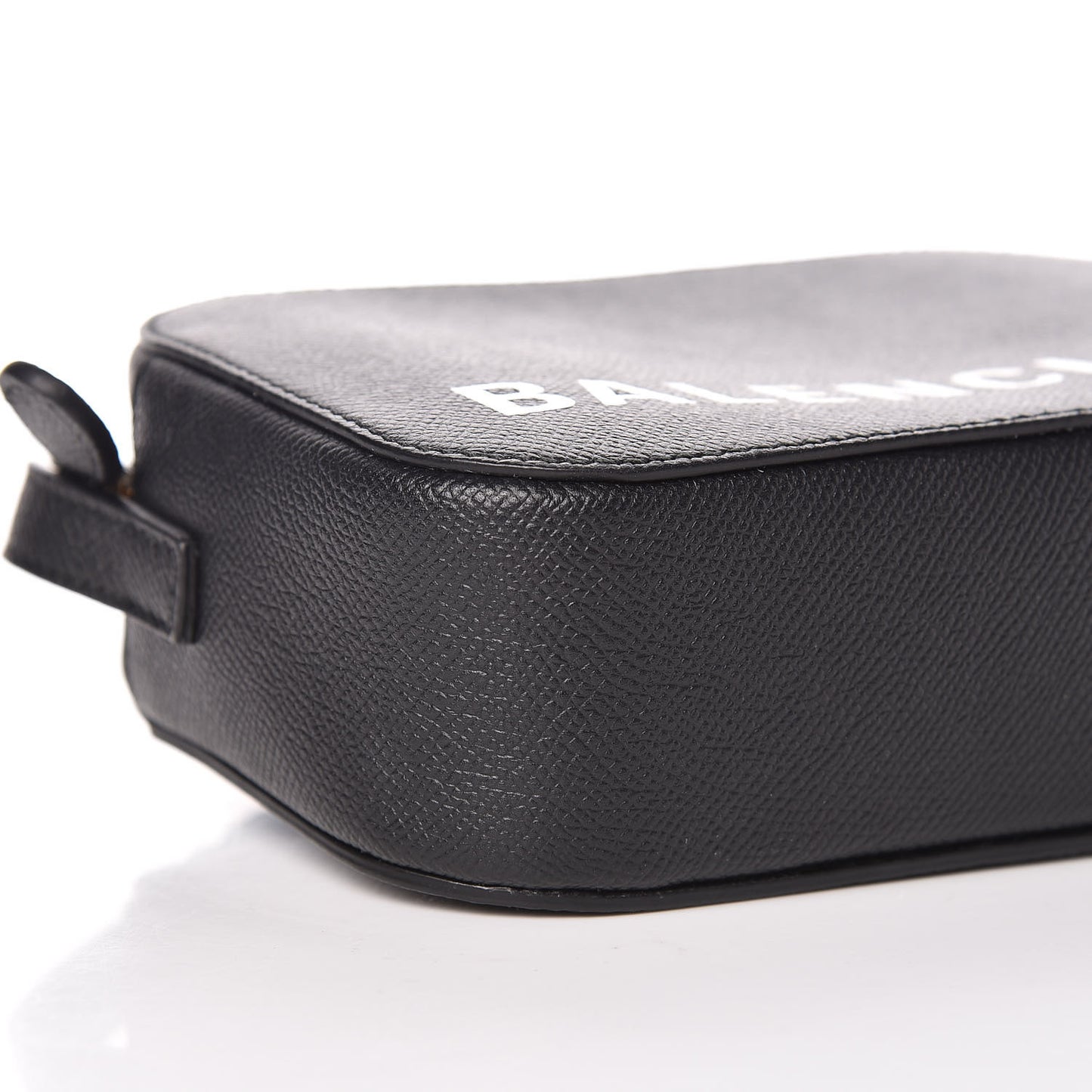 Signature Grained Calfskin Logo XS Ville Camera Bag Black White