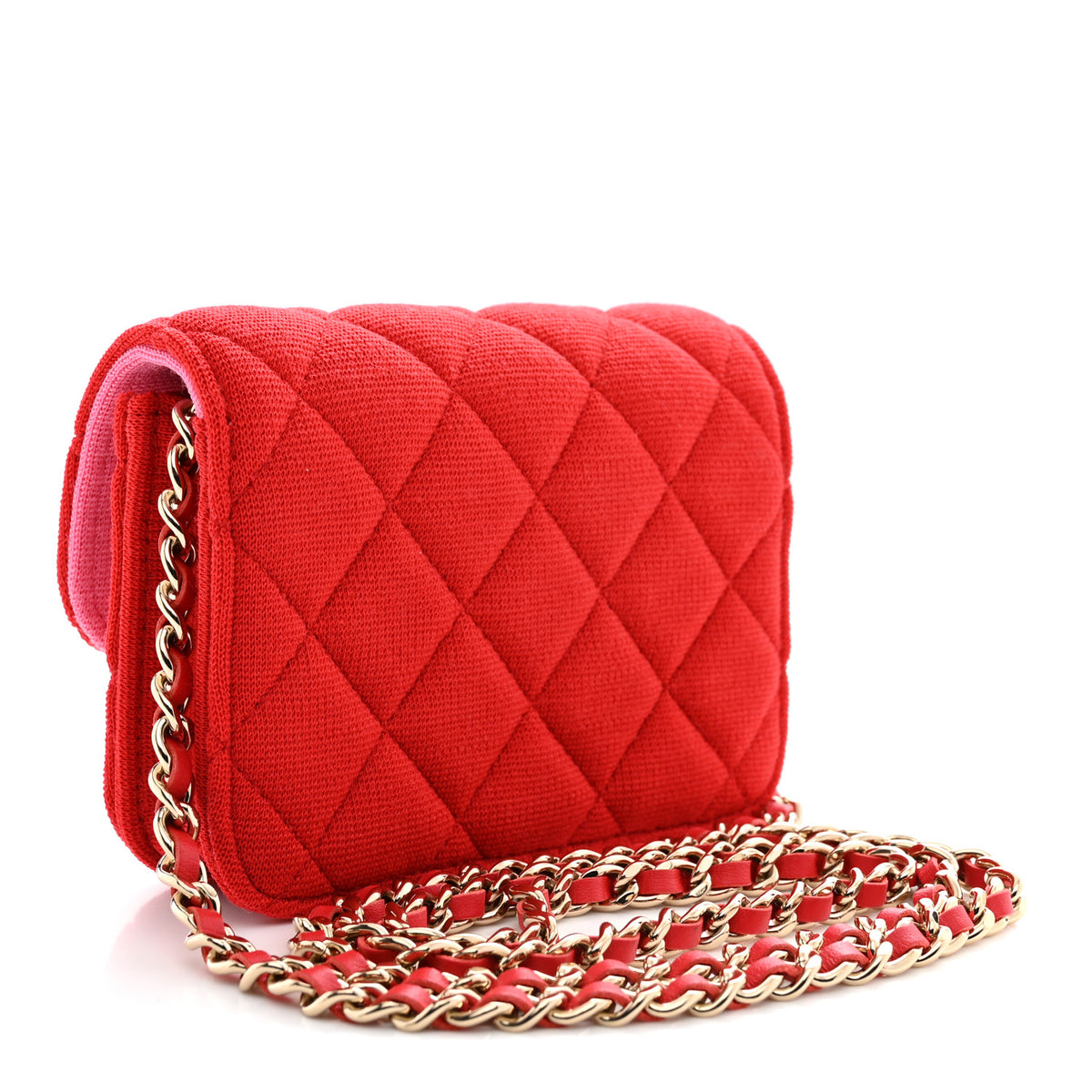 Chanel Jersey Quilted Micro Mini Flap Red 3 of 11