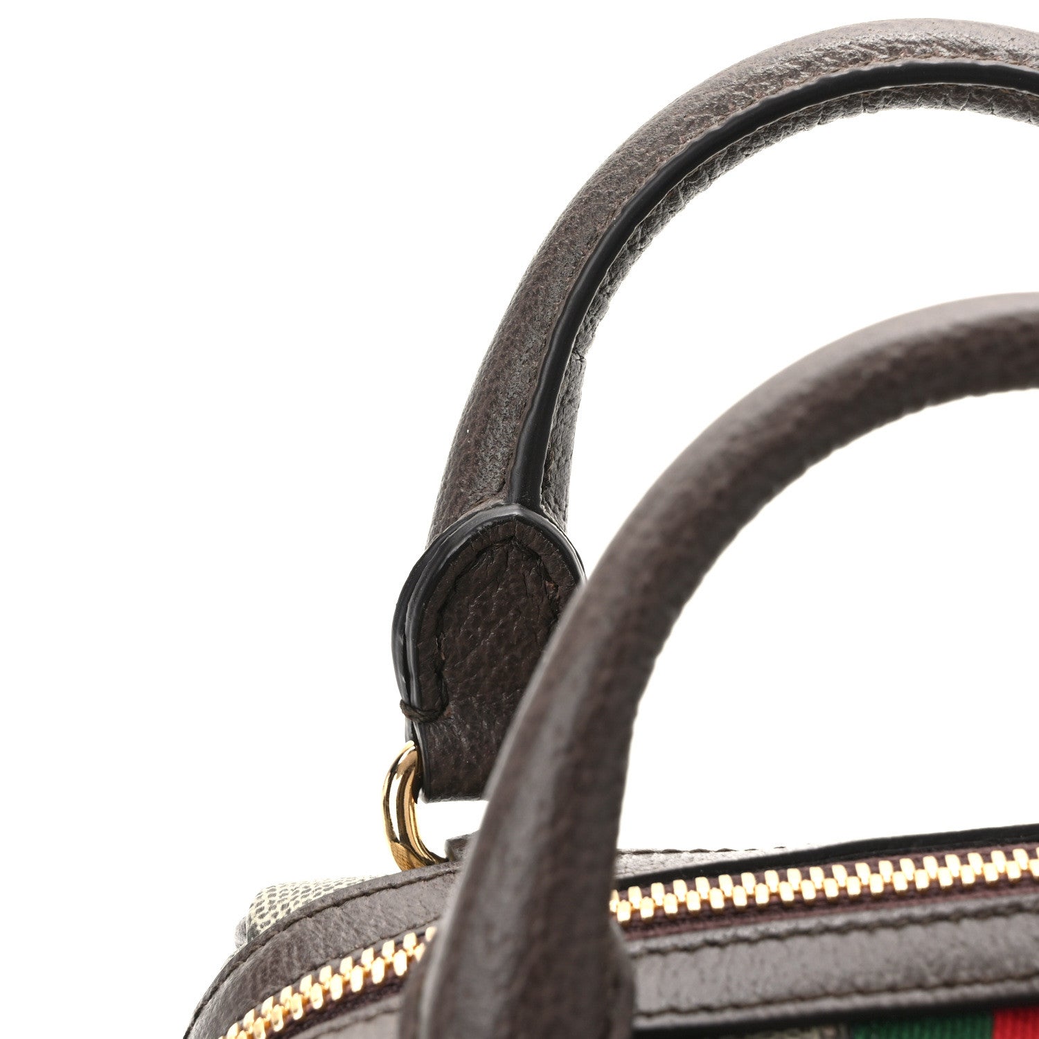 Gucci GG Supreme Monogram Textured Dollar Calfskin Web Super Mini Ophidia Top Handle Bowler Bag Beige Ebony New Acero 13 of 15