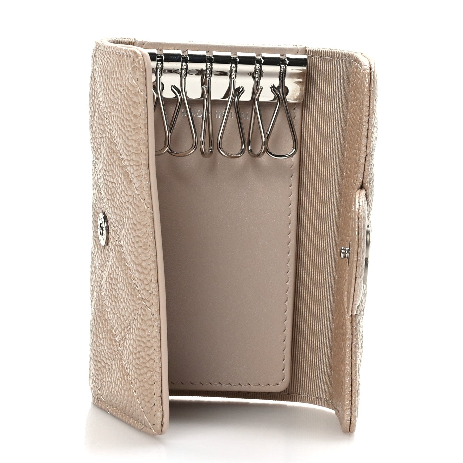 Chanel Metallic Caviar Quilted 6 Key Holder Light Beige 5 of 9