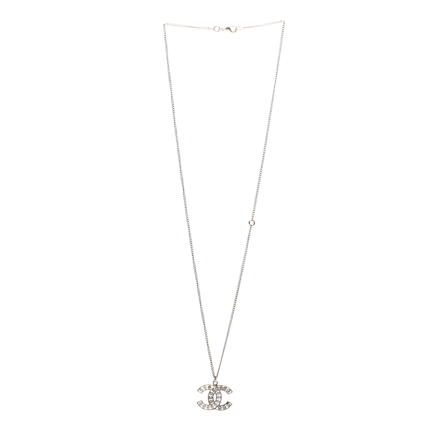 Pearl Crystal CC Pendant Necklace Gold