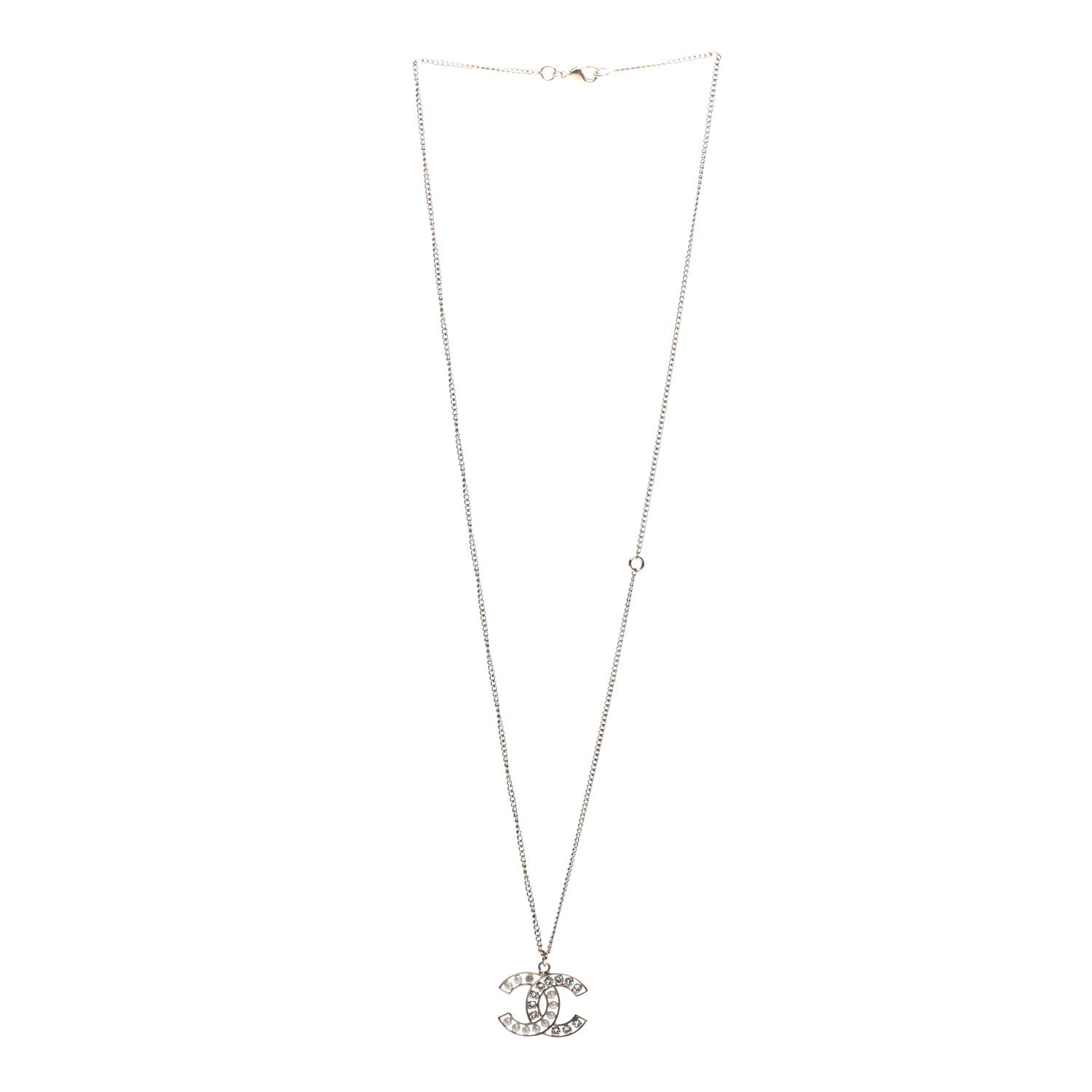 Chanel Pearl Crystal CC Pendant Necklace Gold 4 of 7