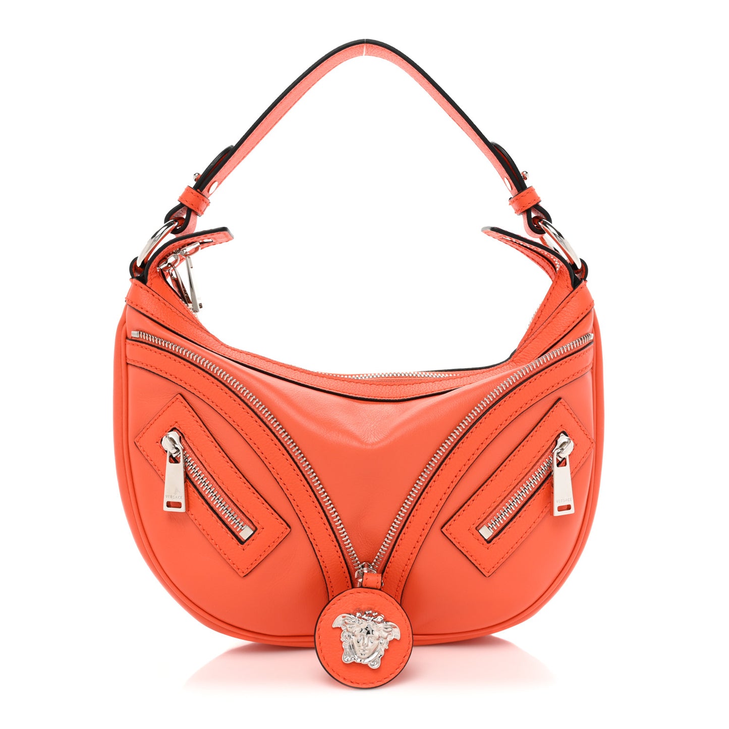 Calfskin Small Repeat Zip Hobo Orange