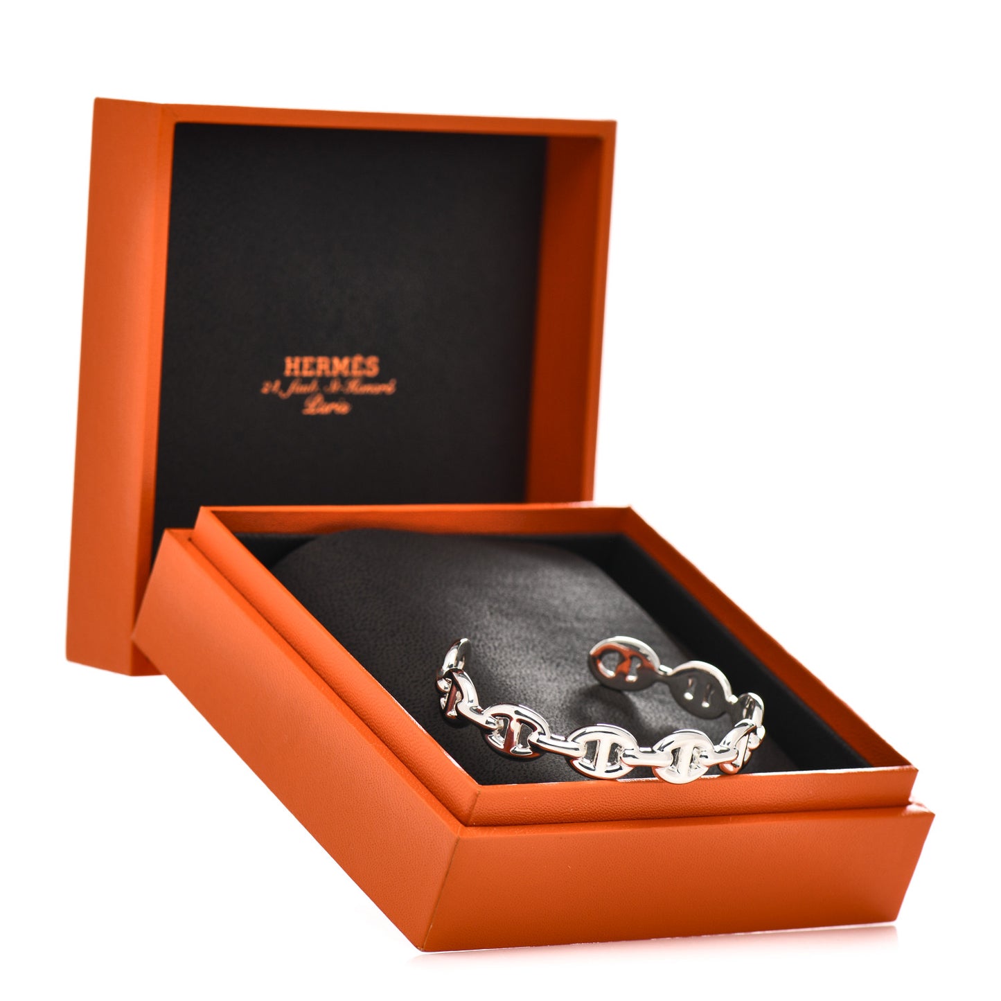 Sterling Silver MM Chaine d'Ancre Enchainee Cuff Bracelet SH