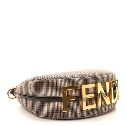 Fendi Wool Vitello Grace Small Houndstooth Small Fendigraphy Hobo Bag Beige Ebano 4 of 10