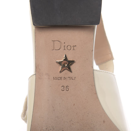 Christian Dior Patent Ribbon J'Adior Slingback Ballet Flats 36 Off White 8 of 9