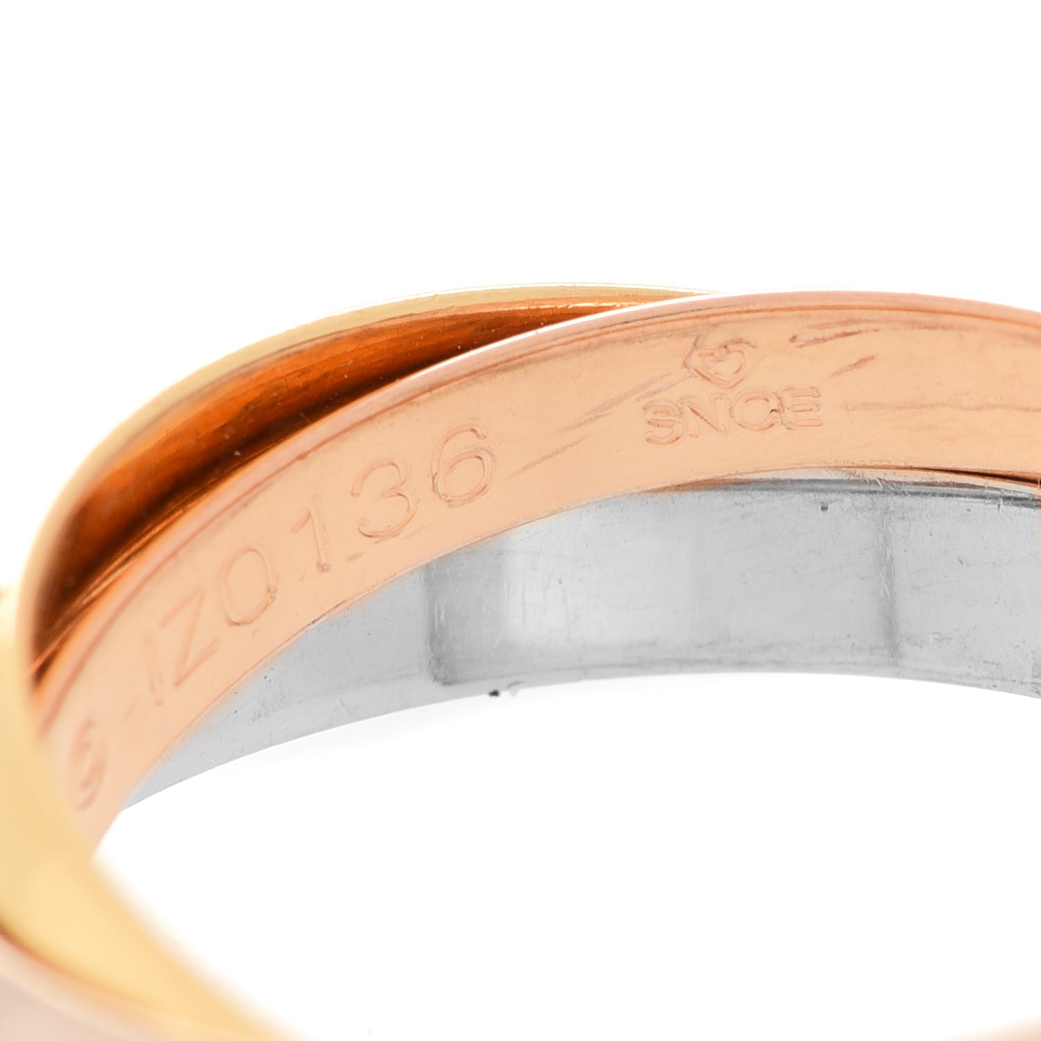Cartier 18K Pink Yellow White Gold Small Trinity Ring 49 4.75 5 of 5