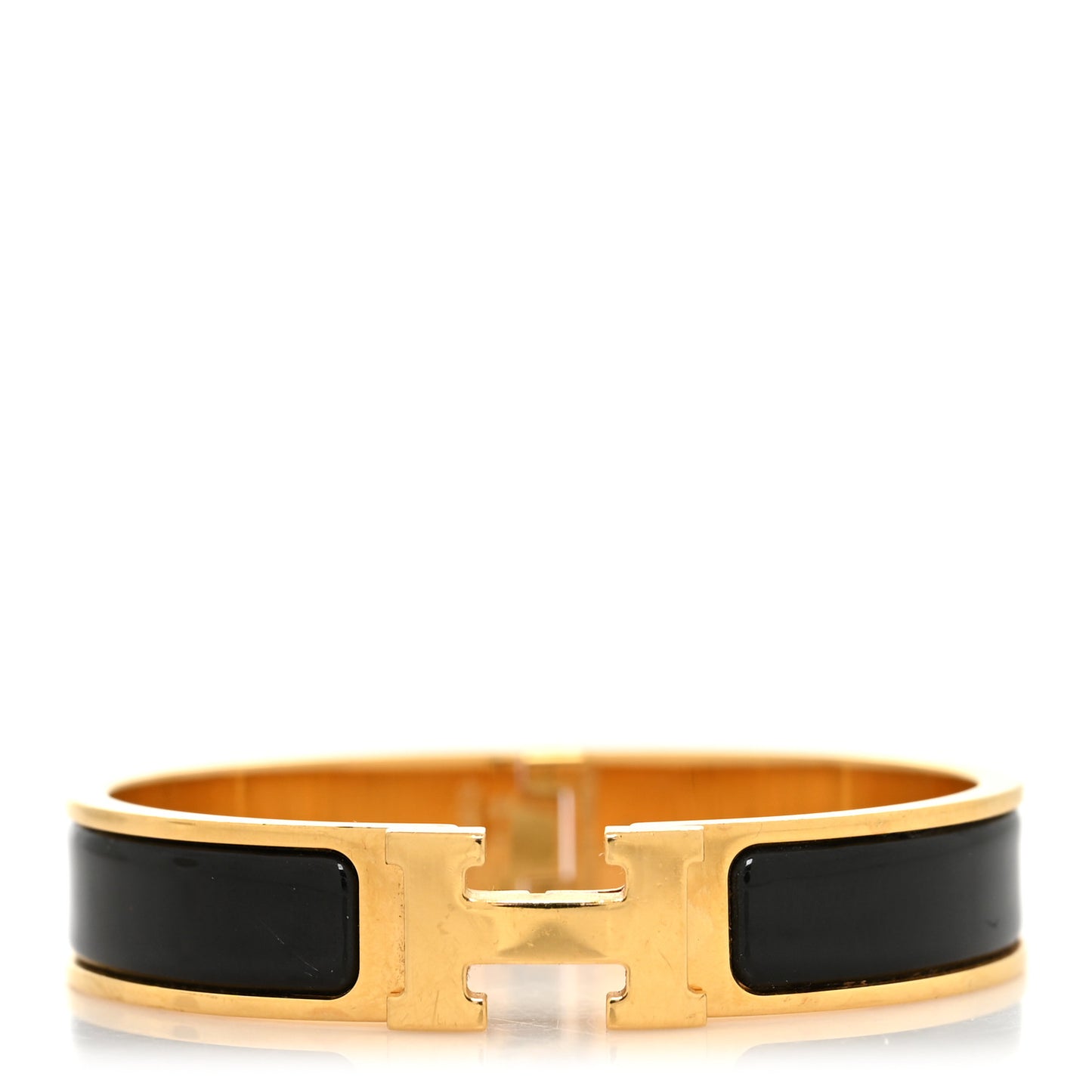 Enamel Narrow Clic Clac H Bracelet PM Black