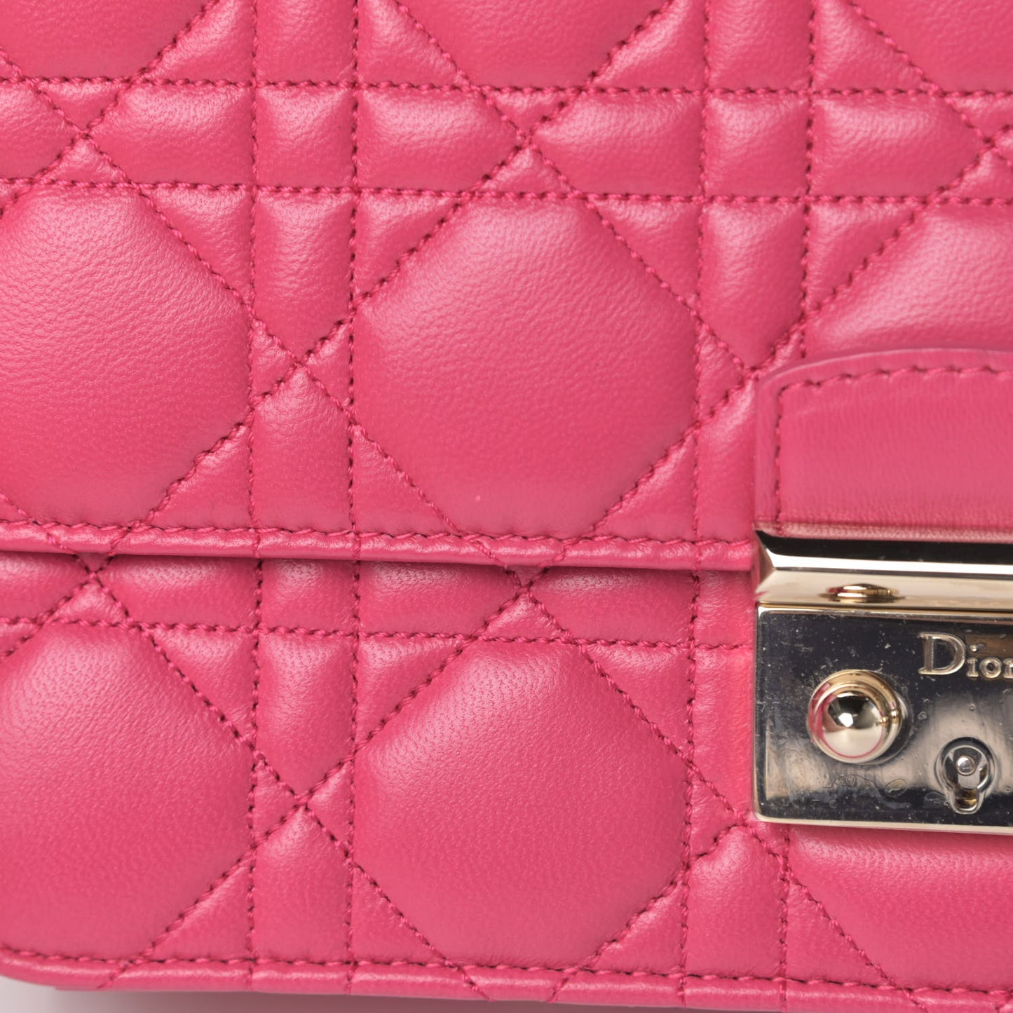 Lambskin Cannage Miss Dior Promenade Pouch Fuchsia