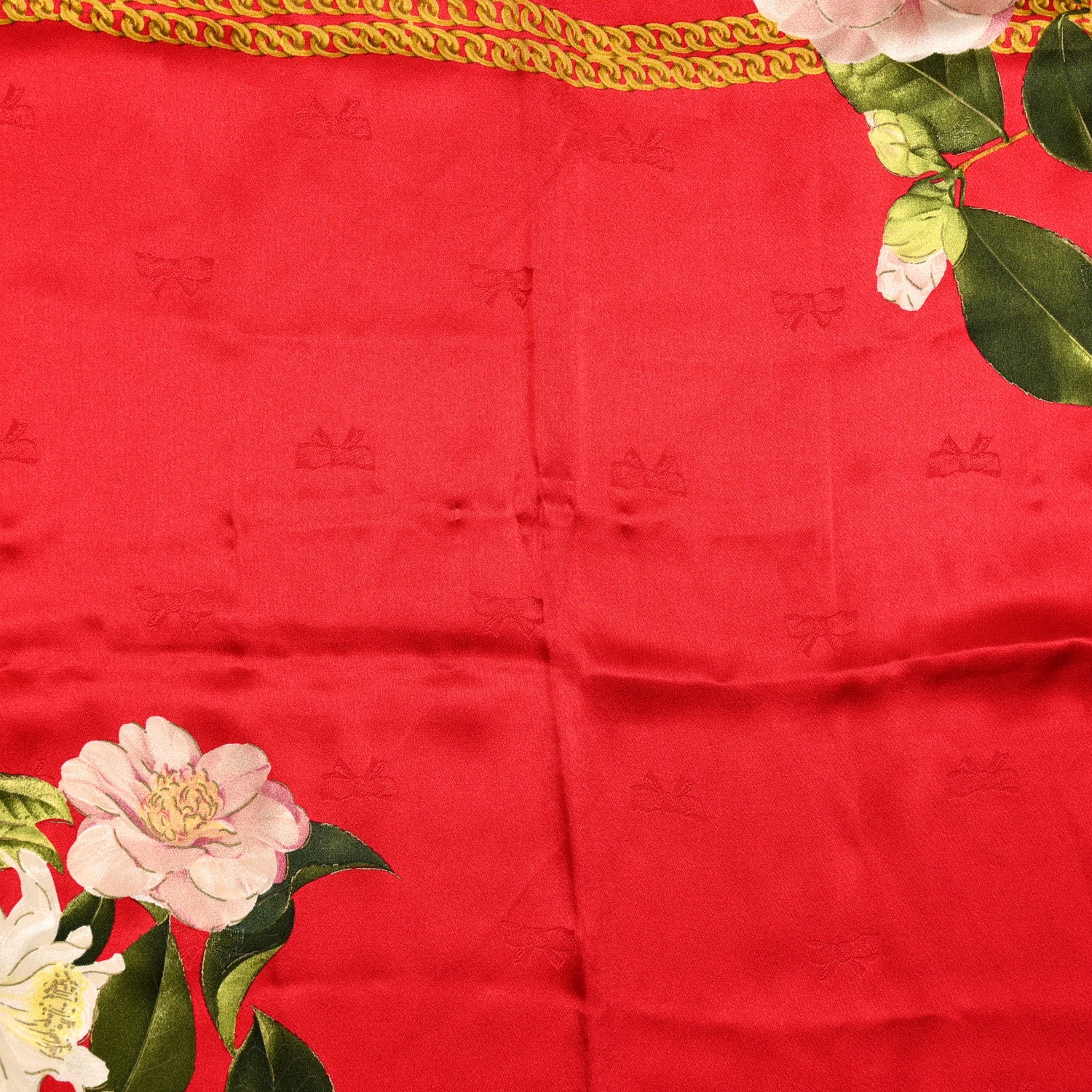 Chanel Silk CC Camellia Chain Scarf Red 4 of 4