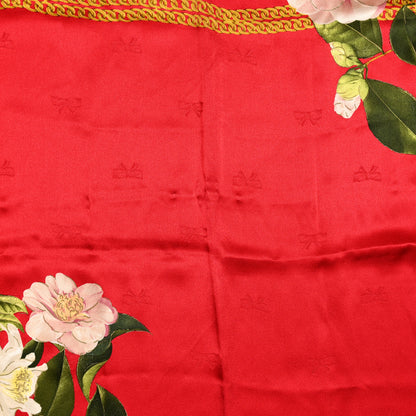Chanel Silk CC Camellia Chain Scarf Red 4 of 4