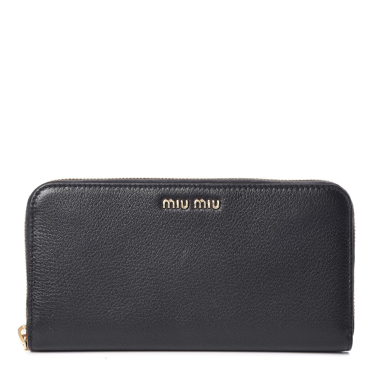 Miu Miu Goatskin Madras Zip Wallet Black 1 of 8