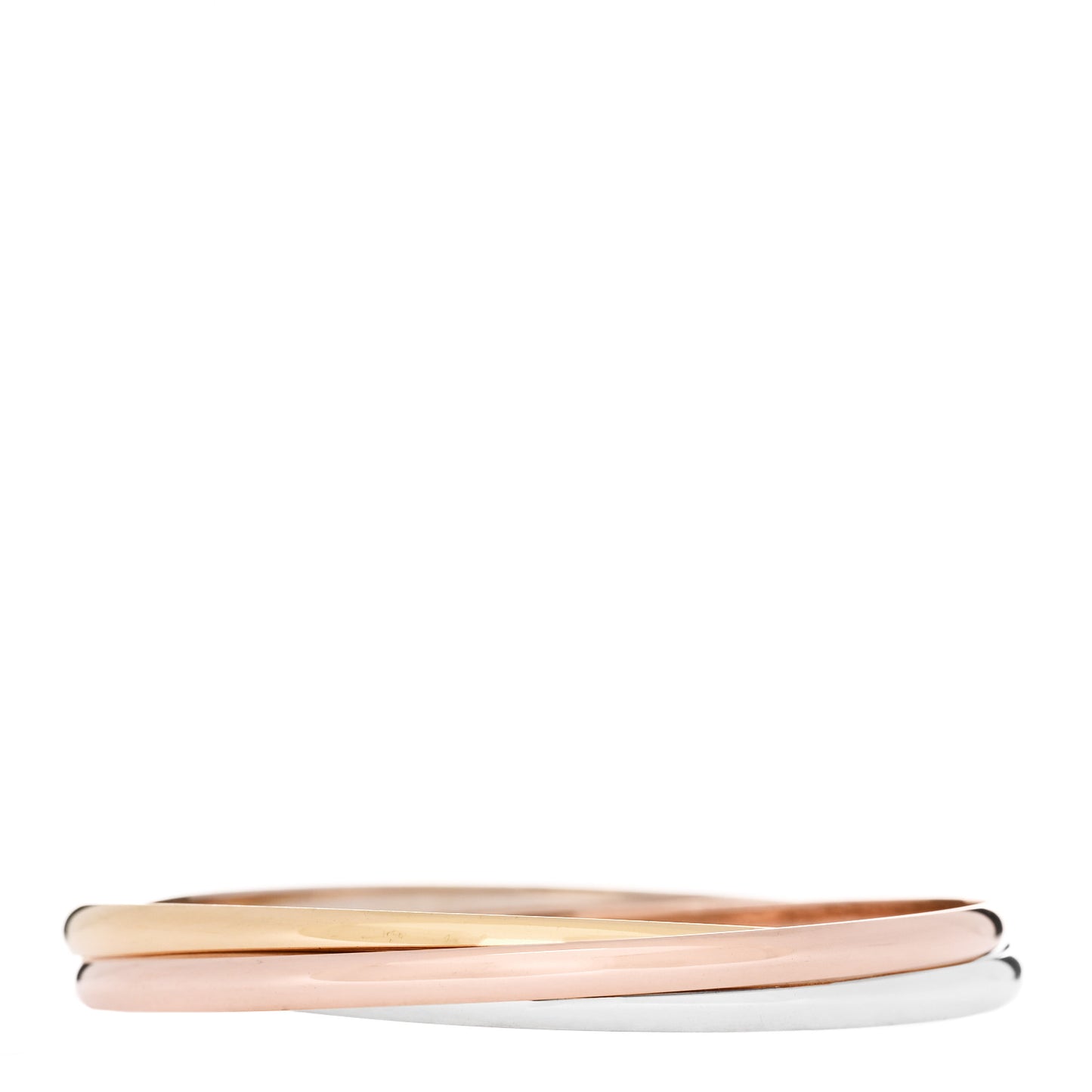 18K Pink Yellow White Gold 3.5mm Trinity Bangle Bracelet 59