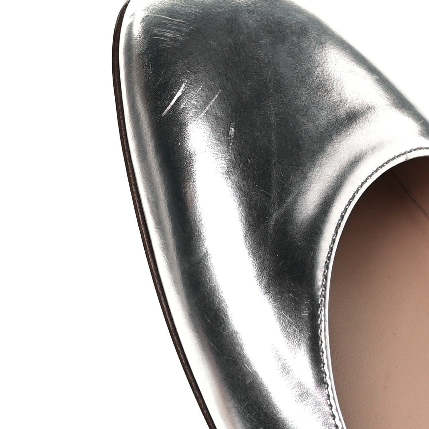 Valentino Garavani Patent Tan-Go Ballerina Flats 40.5 Silver 9 of 11