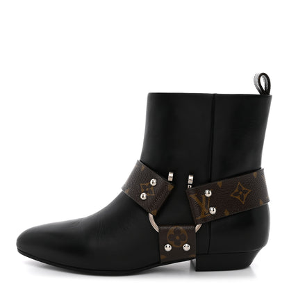 Louis Vuitton Calfskin Monogram Rhapsody Ankle Boots 38 Black 1 of 11