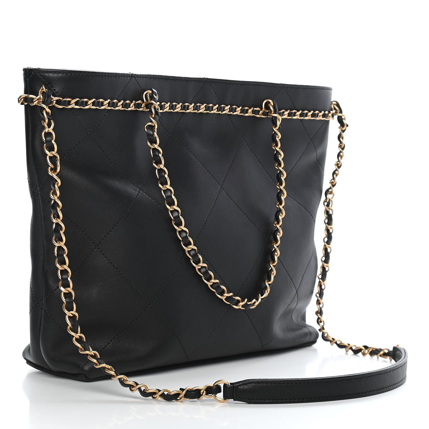 Chanel Calfskin Stitched Small Shopping Tote Black 3 of 9