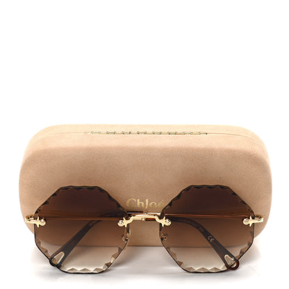 Chloe Rosie Bevelled Round Sunglasses CE142S Gold Gradient Brown 7 of 7