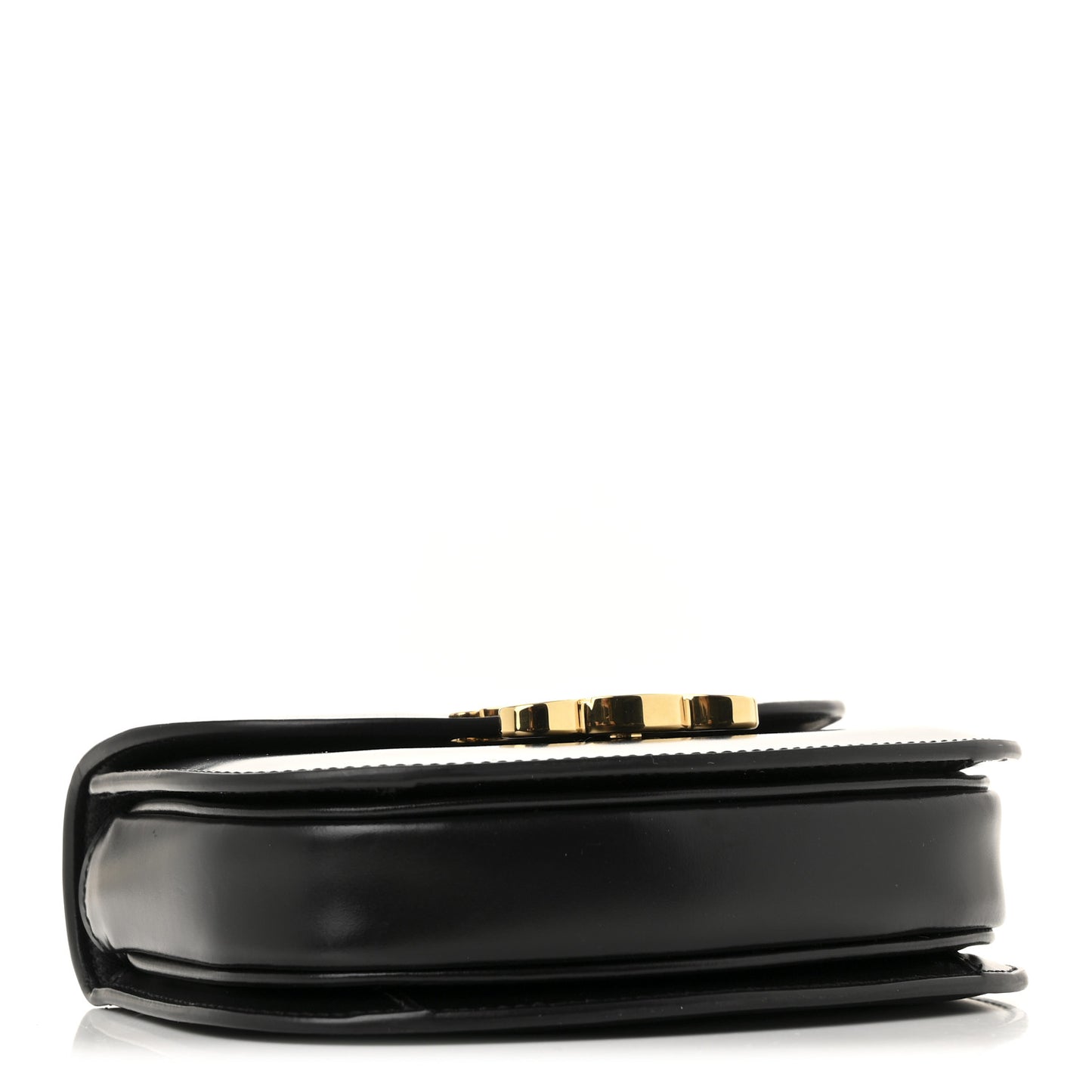 Shiny Calfskin Triomphe Mini Besace Clea Black