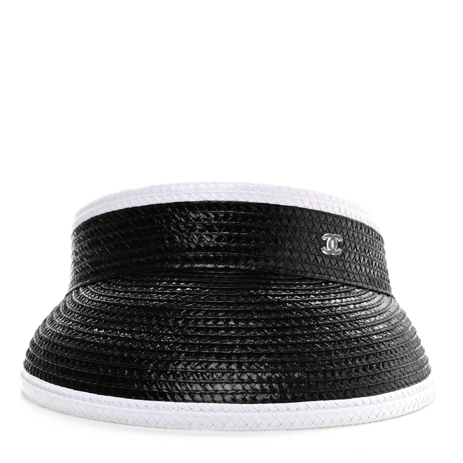 Chanel Straw Cotton CC Visor M Black White 3 of 9