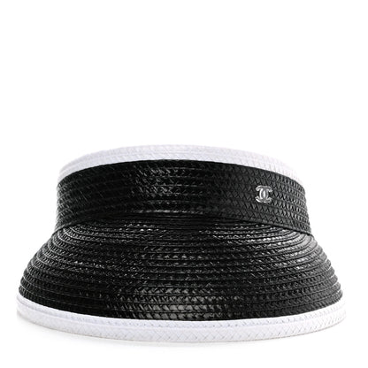Chanel Straw Cotton CC Visor M Black White 3 of 9