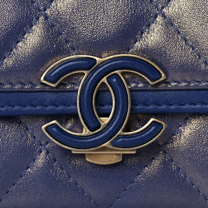 Chanel Metallic Calfskin Quilted CC Chic Flap Card Holder Blue 10 of 12